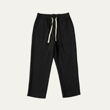 Herren Hose mit elastischem Bund und Kordelzug sowie geradem Bein – Schwarz