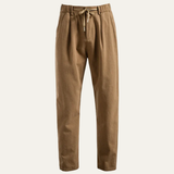 Herren Hose mit Faltenbund, Kordelzug und Reißverschluss – Khaki