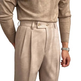 Herren Hose mit hohem Bund und Bundfalte – Beige