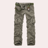 Herren Hose mit Mehrfachen Aufgesetzten Taschen und Gürtelstruktur – Grau