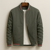 Herren Jacke mit Stehkragen, Reißverschluss und gerippten Bündchen – Grau