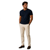 Herren Kurzarm Oberteil mit Drei Knopf Leiste – Marineblau