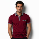 Herren-Kurzarm-Poloshirt mit gemustertem Besatz – Rot