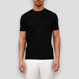 Herren Kurzarm T Shirt mit Rundhalsausschnitt – Schwarz