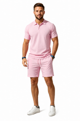 Herren Kurzarmblazer- und Shorts-Set – Rosa