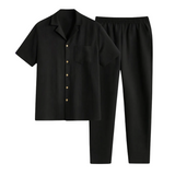 Herren Kurzarmhemd und Hose Set – Schwarz