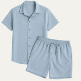 Herren Kurzarmhemd und Shorts Set – Hellblau