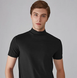 Herren Kurzarmshirt mit hohem Kragen – Schwarz