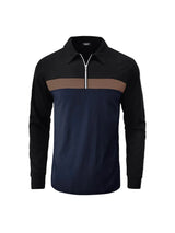 Herren Langarm Poloshirt mit Reißverschlussleiste – Blau