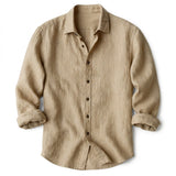Herren-Langarmhemd mit Knopfleiste und Umlegekragen – Khaki