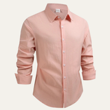 Herren Langarmhemd mit Kragen und Knopfleiste – Rosa