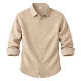 Herren Langarmhemd mit Kragen und Knopfleiste – Khaki