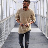 Herren Lange Strickpullover Sweatshirt – Aprikose
