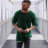 Herren Lange Strickpullover Sweatshirt – Grün