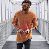 Herren Lange Strickpullover Sweatshirt – Orange