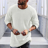 Herren Lange Strickpullover Sweatshirt – Weiß