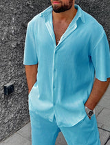 Herren Luxe Sommer Hemd & Hose Set - Remus – Blau