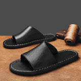 Herren Offene Zehen Slide-Sandalen mit Einteiligem Riemen – Schwarz