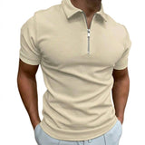 Herren-Polohemd mit Kurzarm und Reißverschluss – Beige