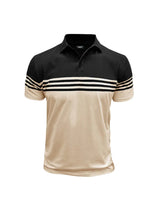 Herren Poloshirt mit kurzen Ärmeln und Querstreifen – Schwarz