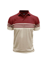Herren Poloshirt mit kurzen Ärmeln und Querstreifen – Rot