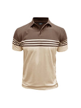 Herren Poloshirt mit kurzen Ärmeln und Querstreifen – Khaki