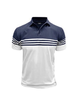 Herren Poloshirt mit kurzen Ärmeln und Querstreifen – Blau