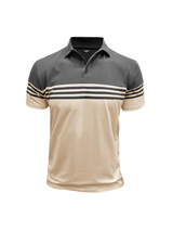 Herren Poloshirt mit kurzen Ärmeln und Querstreifen – Grau