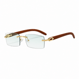 Herren Randlose Rechtecksonnenbrille – Grün