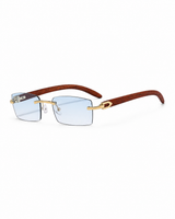 Herren Randlose Rechtecksonnenbrille – Blau