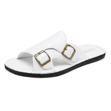 Herren Sandalen mit Doppelriemen und Schnallenverschluss – Weiß