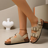 Herren Sandalen mit drei Riemen und Schnallen – Khaki