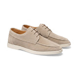 Herren-Schnürschuhe mit Mokassin-Naht und flacher Sohle – Beige