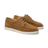 Herren-Schnürschuhe mit Mokassin-Naht und flacher Sohle – Braun