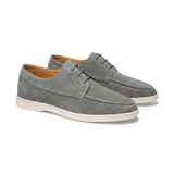 Herren-Schnürschuhe mit Mokassin-Naht und flacher Sohle – Grau