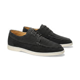 Herren-Schnürschuhe mit Mokassin-Naht und flacher Sohle – Schwarz