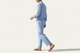 Herren Set mit Langarmhemd und Hose mit Kordelzug – Hellblau