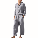 Herren Set mit Langarmhemd und Hose mit Kordelzug – Grau