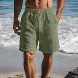 Herren Shorts mit elastischem Bund und Kordelzug – Olivgrün