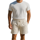 Herren Shorts mit elastischem Bund und Kordelzug – Beige