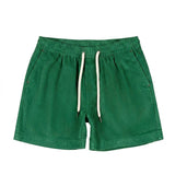Herren Shorts mit elastischem Bund und Kordelzug und Rippenstruktur – Grün