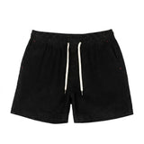 Herren Shorts mit elastischem Bund und Kordelzug und Rippenstruktur – Schwarz