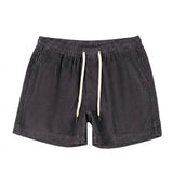 Herren Shorts mit elastischem Bund und Kordelzug und Rippenstruktur – Grau