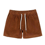Herren Shorts mit elastischem Bund und Kordelzug und Rippenstruktur – Braun