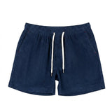 Herren Shorts mit elastischem Bund und Kordelzug und Rippenstruktur – Marineblau
