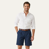 Herren Shorts mit Falten und Gürtel – Marineblau