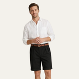 Herren Shorts mit Falten und Gürtel – Schwarz