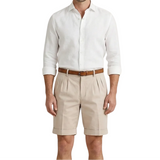 Herren Shorts mit Falten und Gürtel – Beige