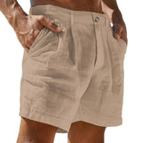 Herren Shorts mit Faltenbund und Knopfverschluss – Khaki