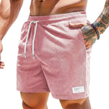 Herren Shorts mit Kordelzug und aufgenähtem Etikett – Rosa